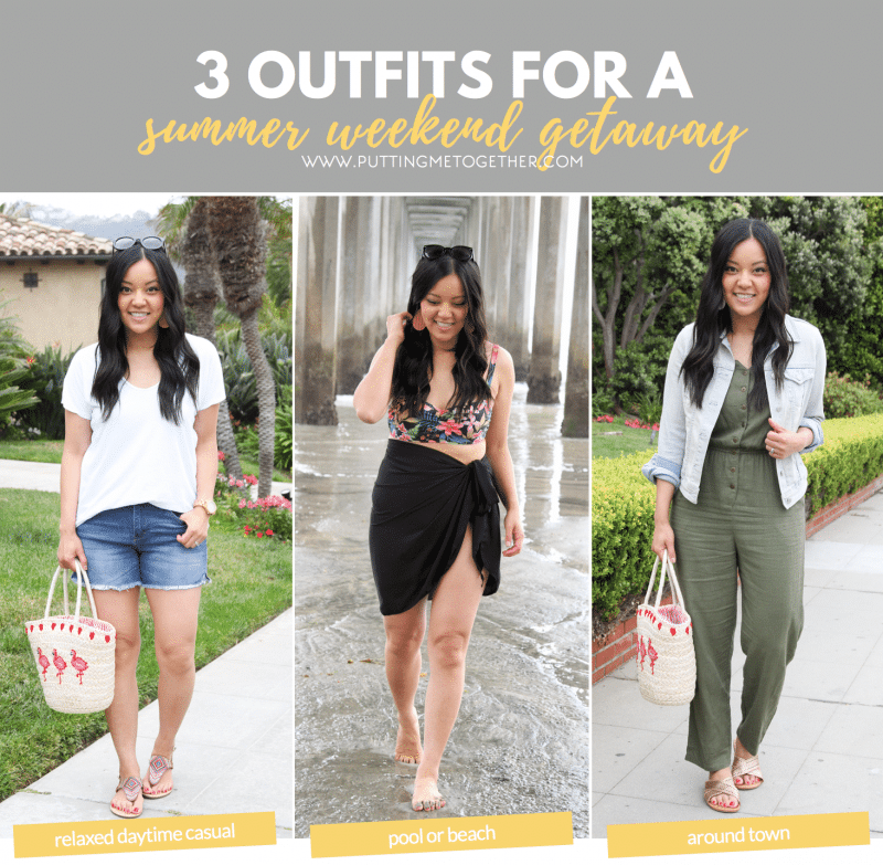 3 Summer Weekend Getaway Outfits - Relaxing, Swimming, and Exploring