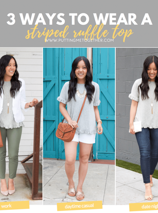 3 Outfits with a Striped Ruffle Top
