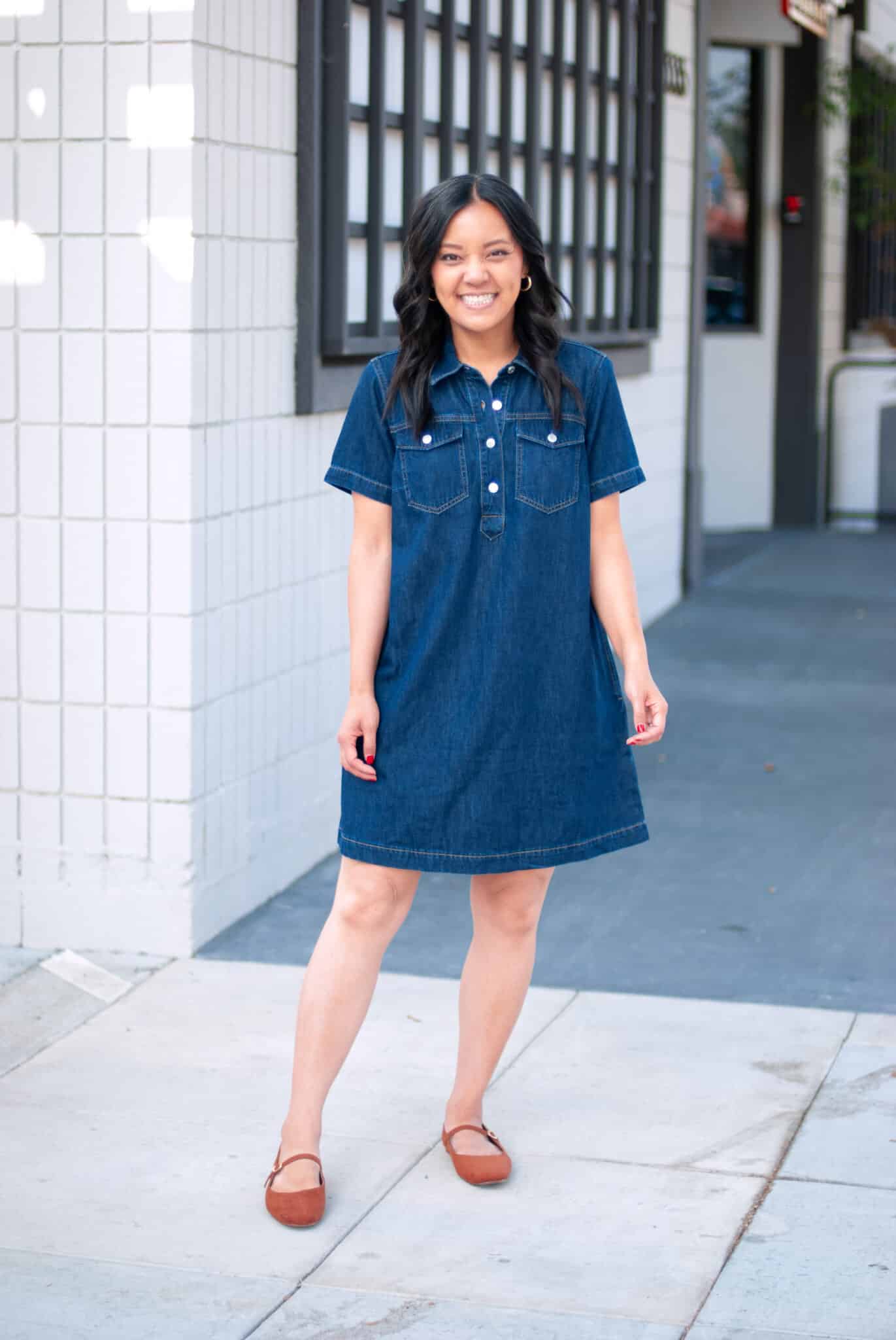 plus size fall mother of the bride dresses Western Belle V-Neck Denim Dress | Country Fashion main image 0