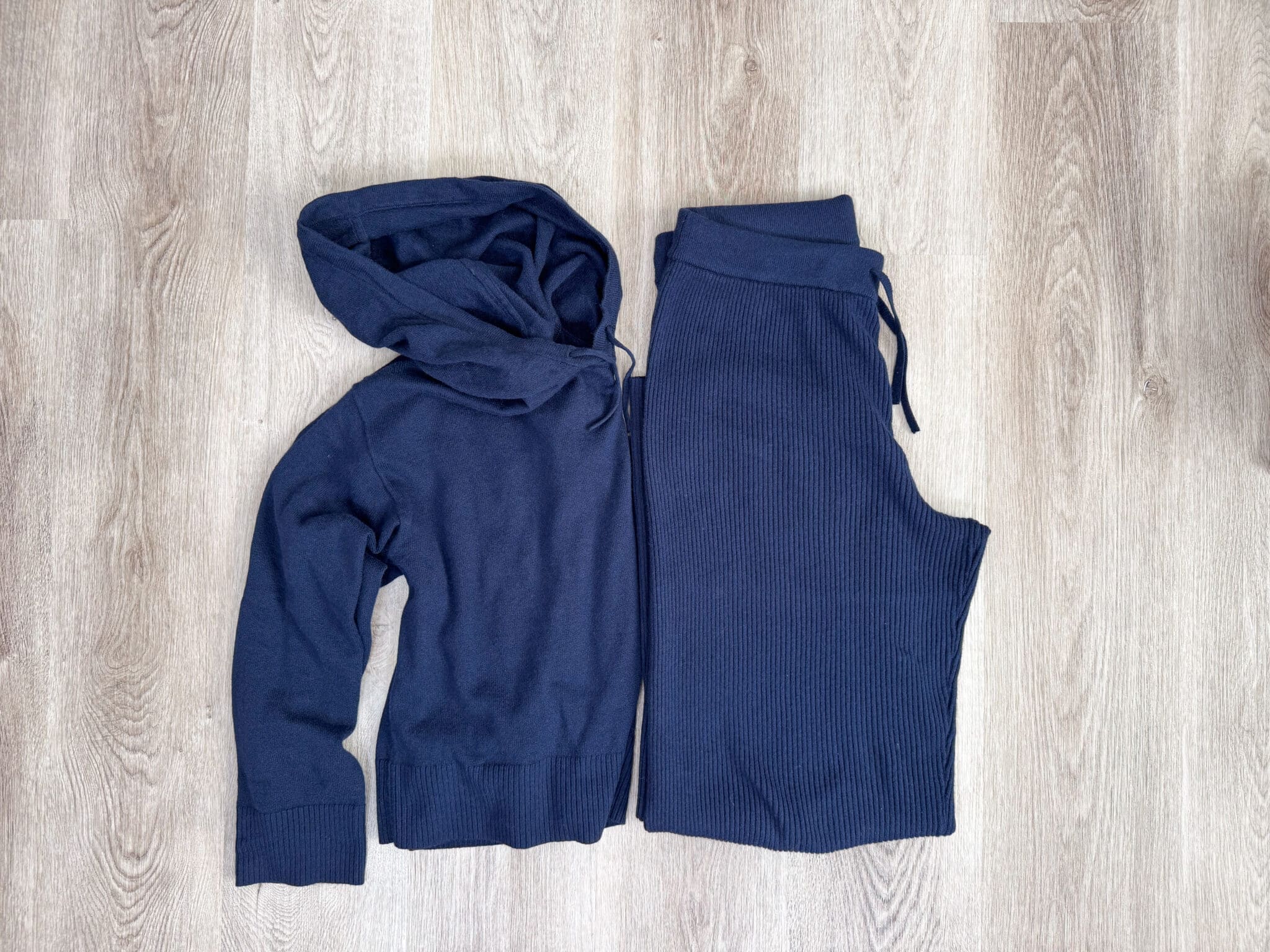 3 Easy, Comfy, and Cozy Outfits for Christmas Day — EVERYTHING 60% Off + EXTRA 15% Off + outfits for christmas day + putting me together + soft navy sweater hoodie + soft navy sweater pants + comfortable matching hoodie and pants set