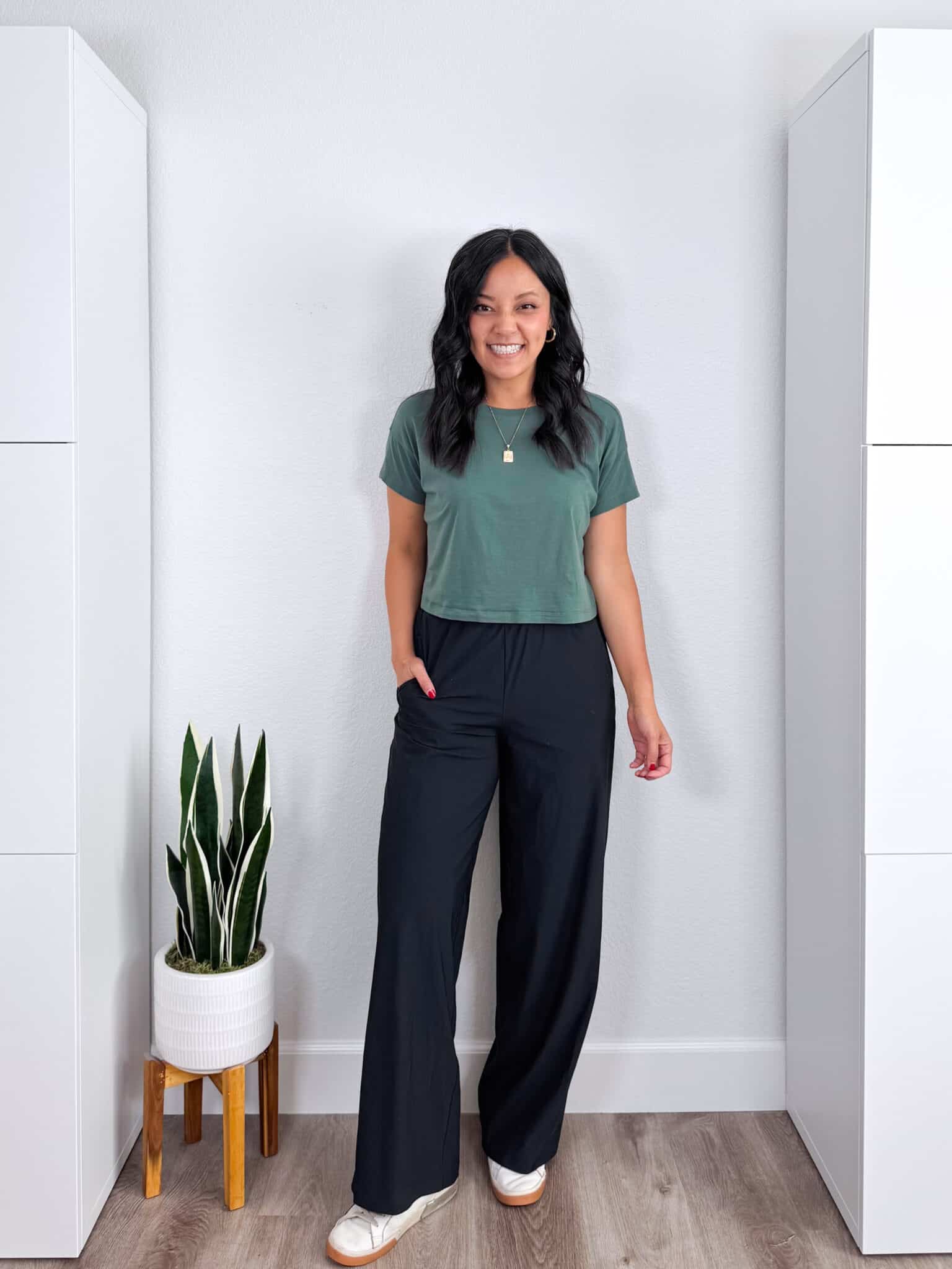 12 really affordable spring favorites from Amazon + Amazon items for spring + putting me together + cropped athleisure t-shirt + comfortable black wide leg soft pants