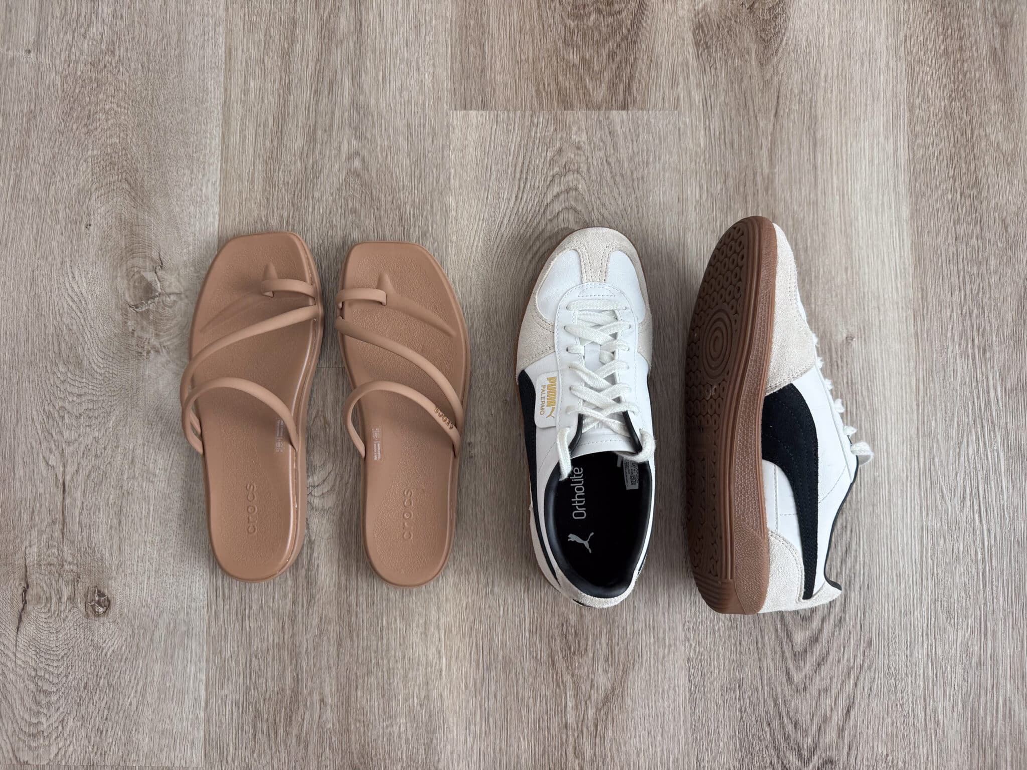 How to Pack for a Trip Without Overpacking (A Simple System That Actually Works) + how to pack for a trip + putting me together + comfortable sandals for water and land + versatile black and white sneakers