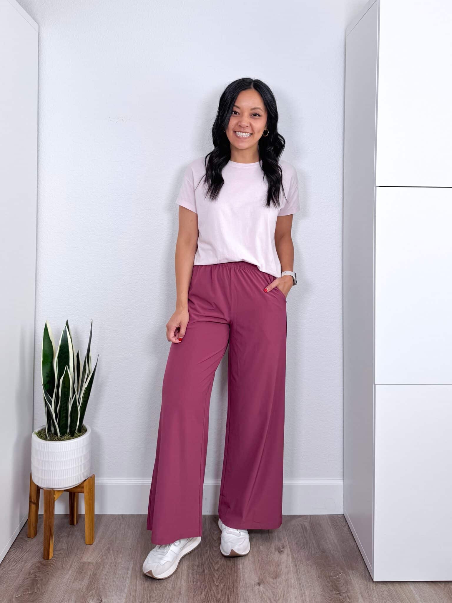 Amazon Fashion Deals That I Love 😍 —  ENDS TOMORROW! + amazon fashion deals + amazon fashion favorites + putting me together + pink pima cotton t shirt + dark pink athleisure pants + gold hoops + white sneakers