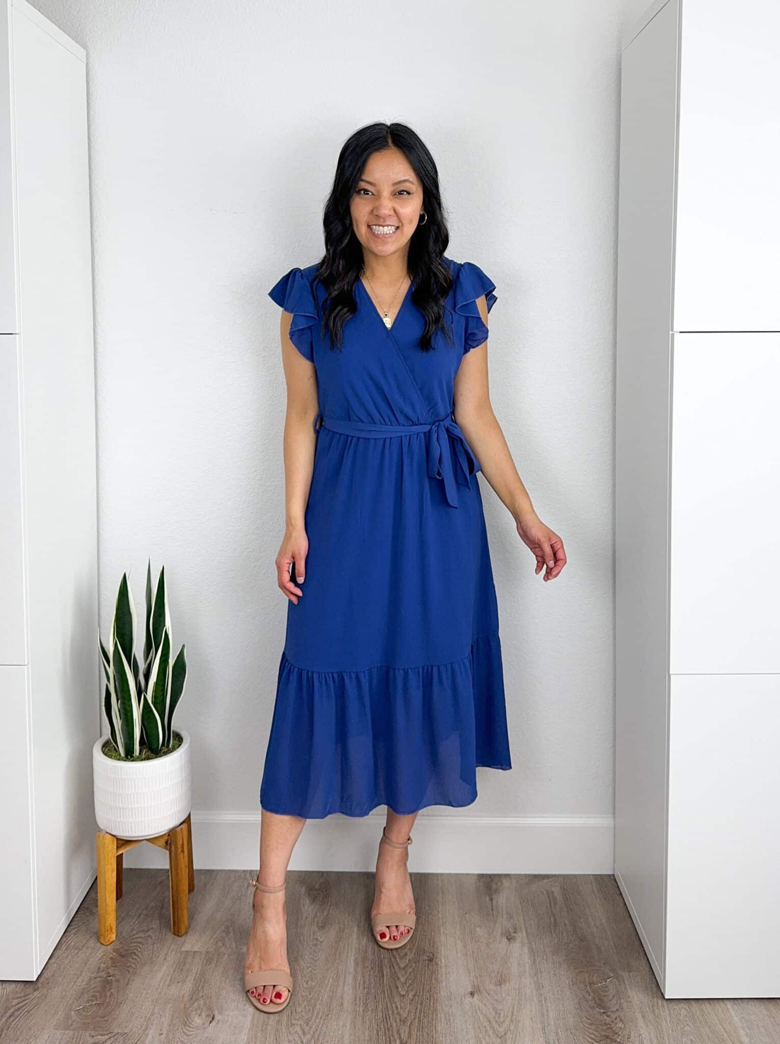Amazon Fashion Deals That I Love 😍 —  ENDS TOMORROW! + amazon fashion deals + amazon fashion favorites + putting me together + easy to wear blue ruffle dress + tan heels