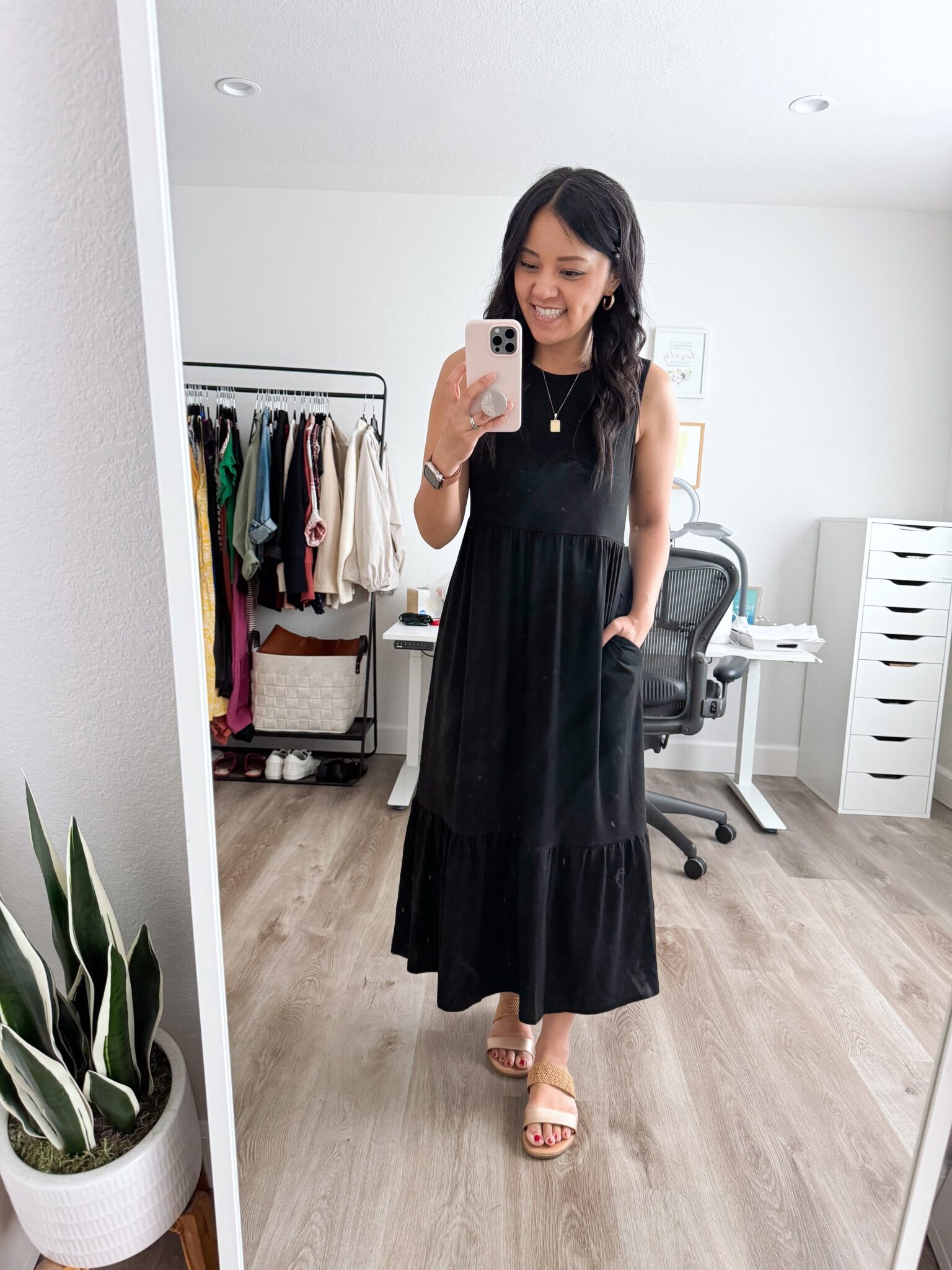 Amazon Fashion Deals That I Love 😍 —  ENDS TOMORROW! + amazon fashion deals + amazon fashion favorites + putting me together + easy to wear black sleeveless maxi dress + metallic gold sandals + gold earrings + gold necklace
